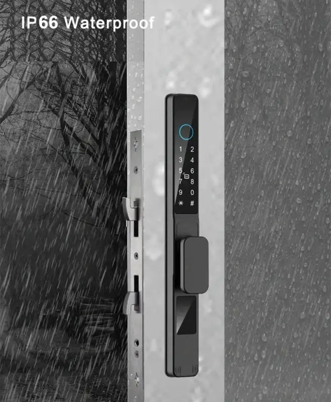 Smart Waterproof Sliding Door Lock - Ttlock App, Alexa Compatible, Fingerprint & RFID Access, Secure Aluminum Glass Lock