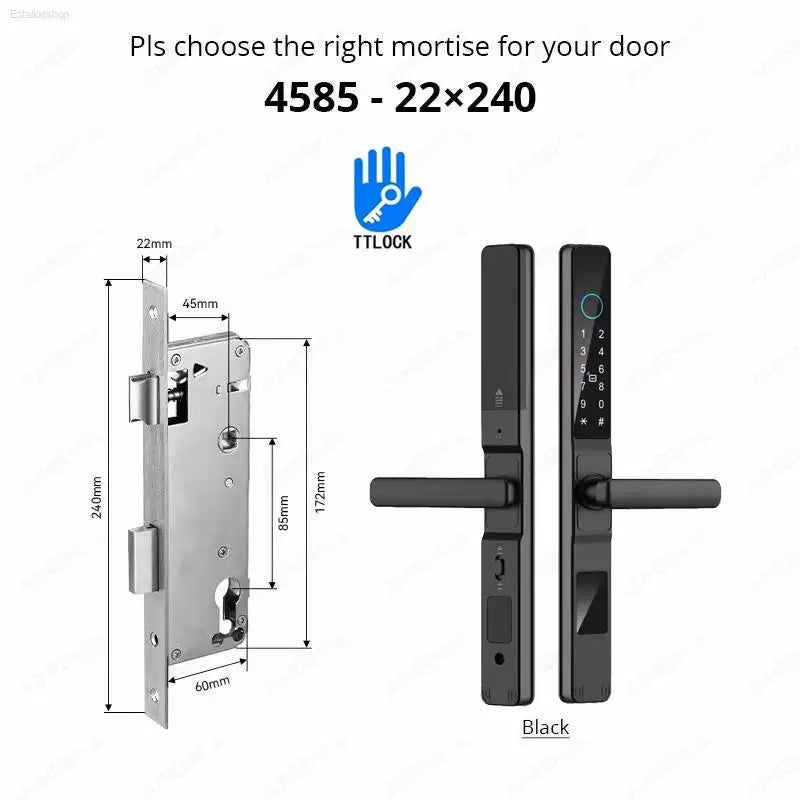 Smart Waterproof Sliding Door Lock - Ttlock App, Alexa Compatible, Fingerprint & RFID Access, Secure Aluminum Glass Lock