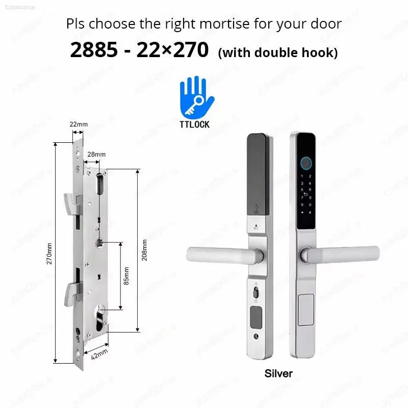 Smart Waterproof Sliding Door Lock - Ttlock App, Alexa Compatible, Fingerprint & RFID Access, Secure Aluminum Glass Lock