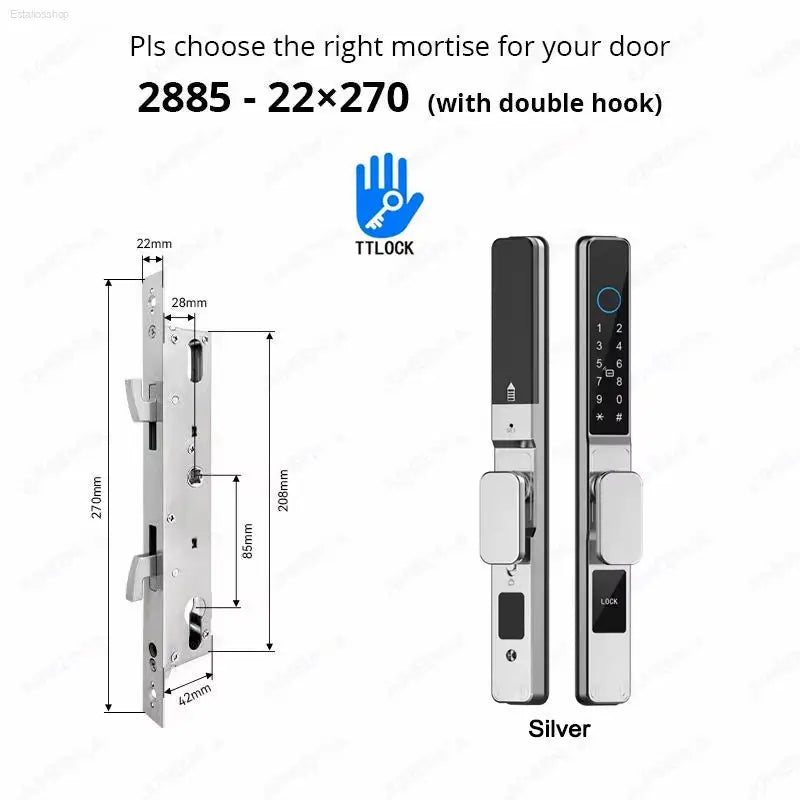Smart Waterproof Sliding Door Lock - Ttlock App, Alexa Compatible, Fingerprint & RFID Access, Secure Aluminum Glass Lock