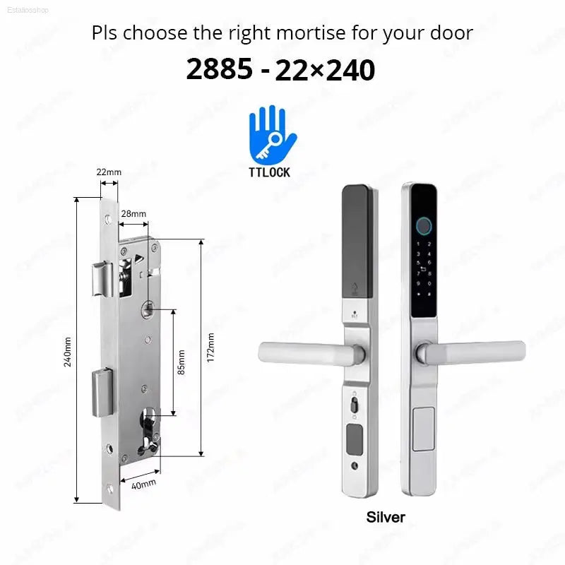 Smart Waterproof Sliding Door Lock - Ttlock App, Alexa Compatible, Fingerprint & RFID Access, Secure Aluminum Glass Lock