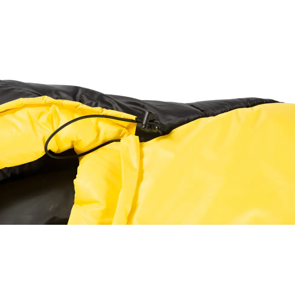 Black and yellow sleeping bag with drawstring, a stylish variant total for cozy nights