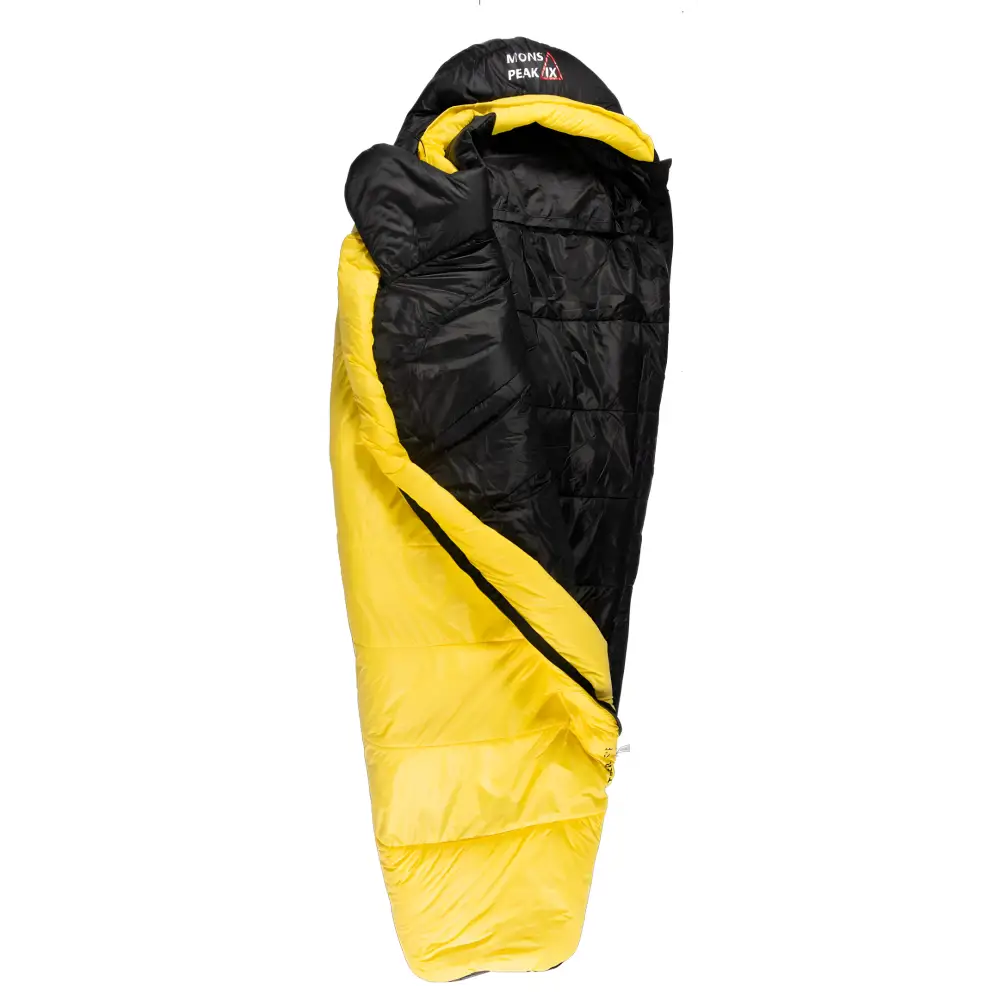 Cozy Black and Yellow Sleeping Bag perfect for camping, now the left sold variant total!