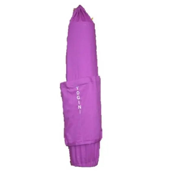 Purple yoga bolster with Snag a Pink & Purple Yoga Mat Bag for your Omsutra slogan mat