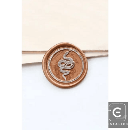 Elegant Snake Wax Seal Stamp with Comfortable Wooden Handle - Estalios