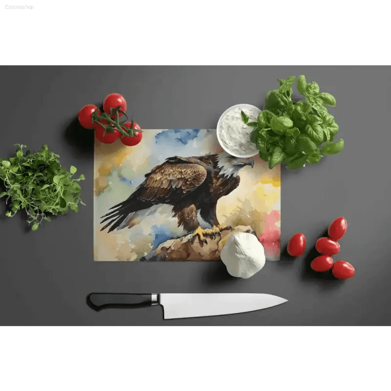 Soaring Eagle Cutting Board: Unleash your Inner Chef! Elevate your Kitchen Game with the Eagle Watercolor Cutting Board, a Stunning Blend of Artistry and Functionality - Estalios