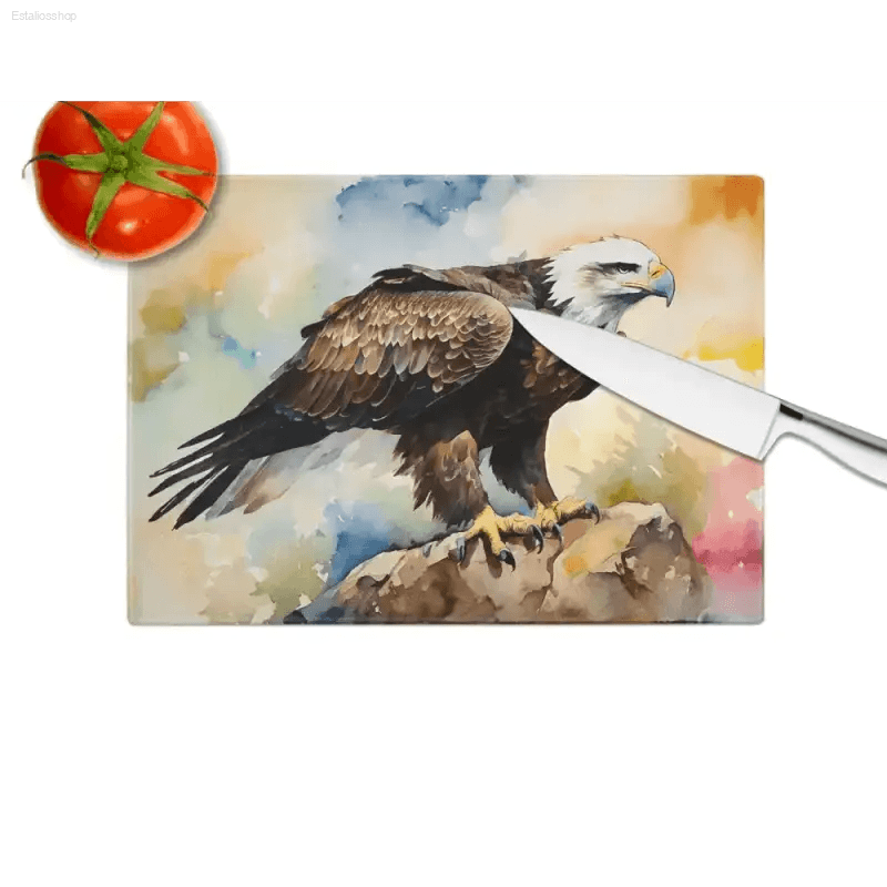 Soaring Eagle Cutting Board: Unleash your Inner Chef! Elevate your Kitchen Game with the Eagle Watercolor Cutting Board, a Stunning Blend of Artistry and Functionality - Estalios