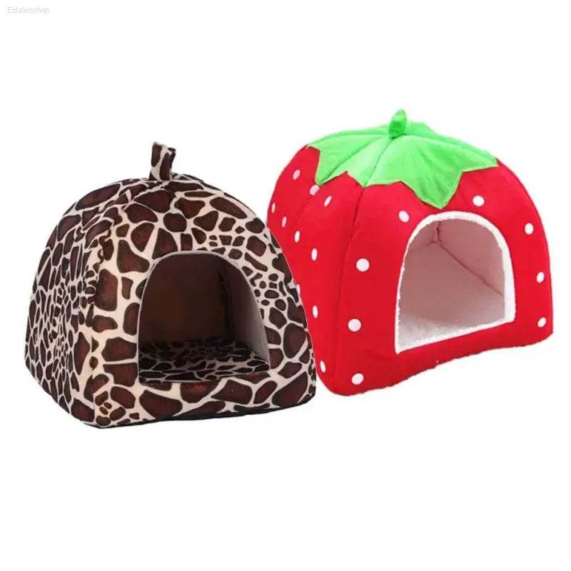 Soft Strawberry Pet House Cushion for Small Dogs and Cats - Estalios