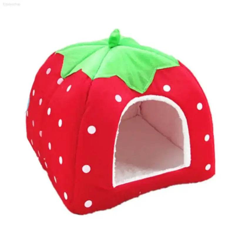 Soft Strawberry Pet House Cushion for Small Dogs and Cats - Estalios