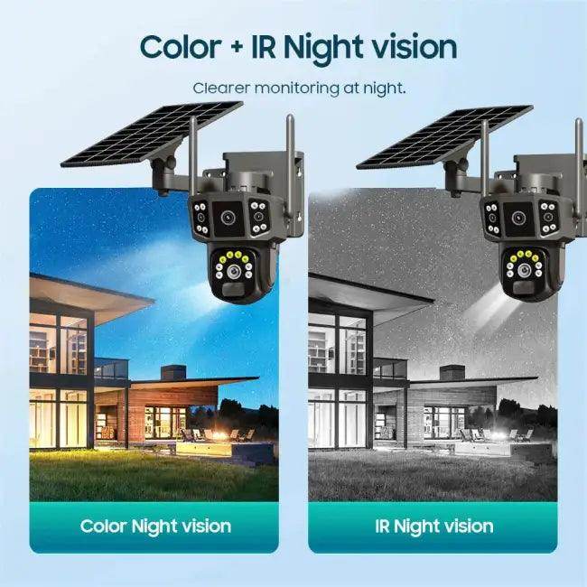 Solar-Powered Three-Lens Cam with Night Vision Tracking - Estalios