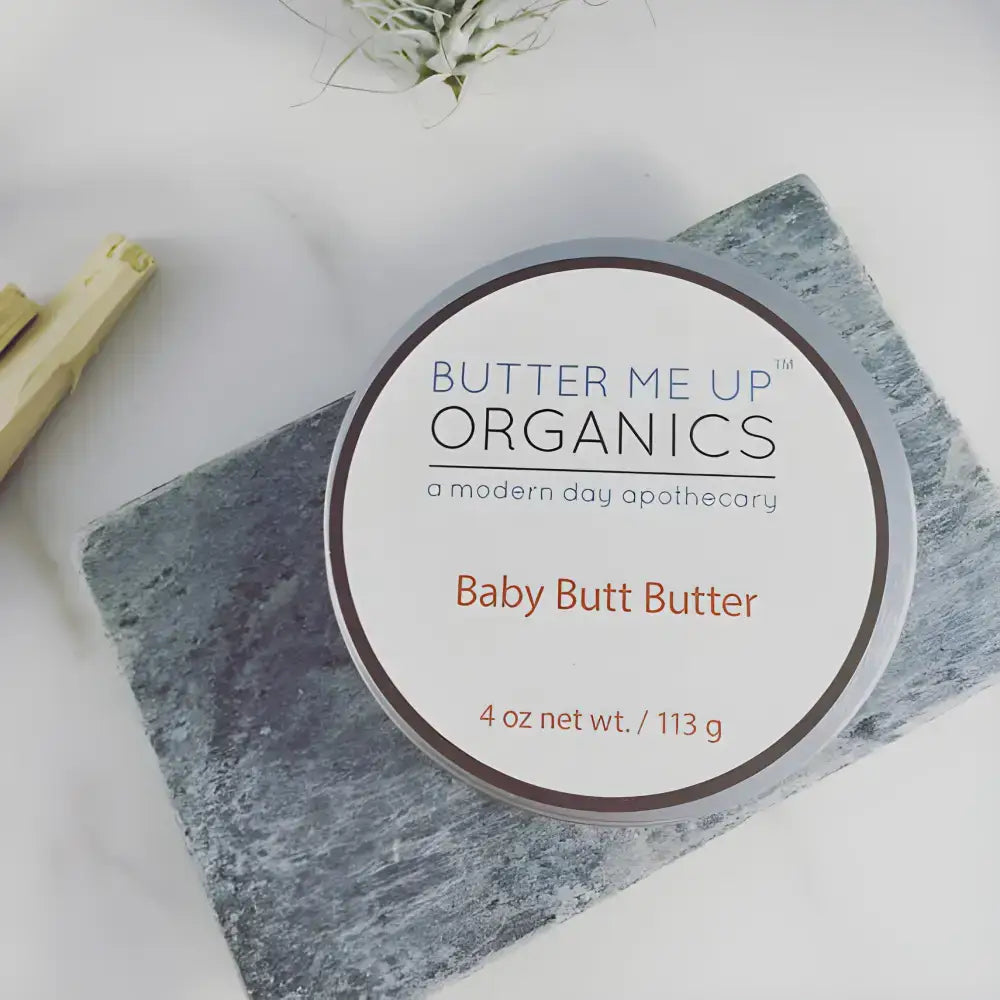 Round tin of Soothe Baby Butt Butter for baby’s sensitive skin and organic diaper cream