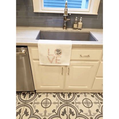 Spark Up Your Kitchen with LOVE Floral Dog Tea Towel - Estalios