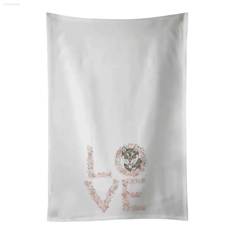 Spark Up Your Kitchen with LOVE Floral Dog Tea Towel - Estalios