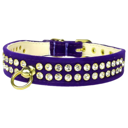 Purple velvet pet collar with rhinestones perfect for your pet’s neck, view cart now!