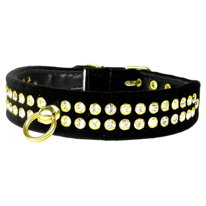 Stylish black velvet pet collar with rhinestones for your pet’s neck, view cart now!