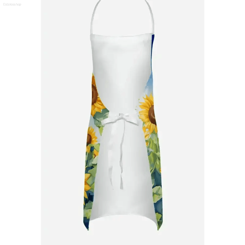 Sparkling Watercolor Apron with Dog and Sunflower Delight - Estalios