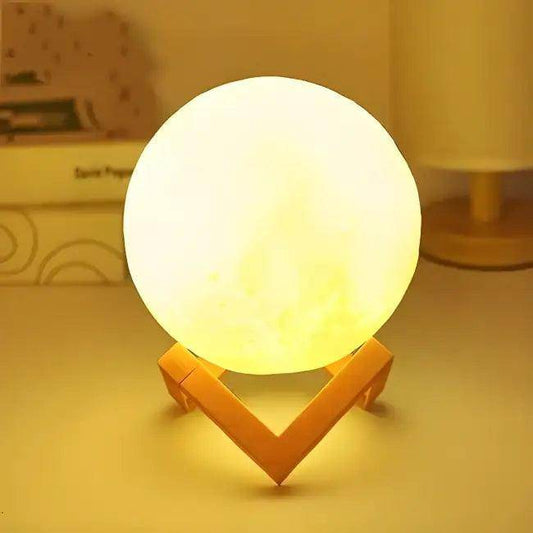 Spherical Moon Lamps on Wooden Stands for DIY Decor - Estalios