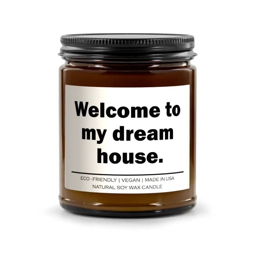 Brown Spiced Pumpkin Ginger Dream House Candle with black lid for cozy vibes