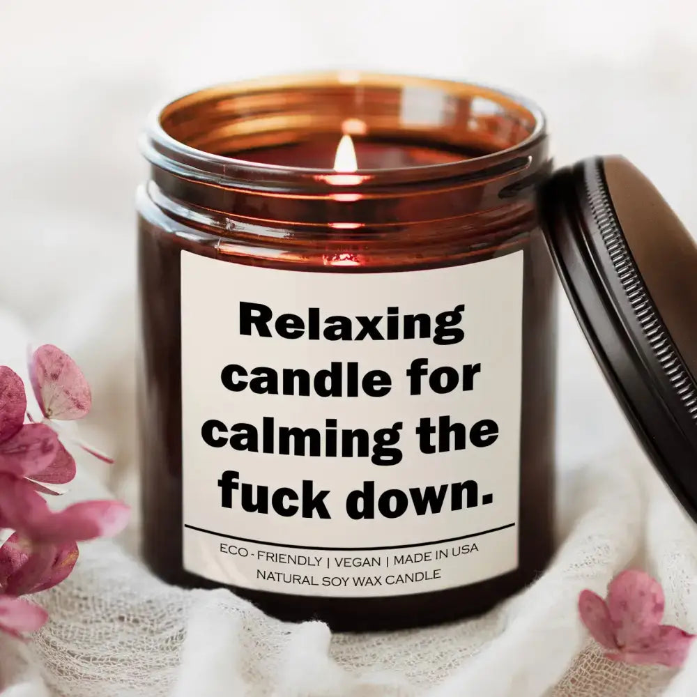 Relaxing Spiced Pumpkin Ginger LOL Candle with a funny label and cozy vibes