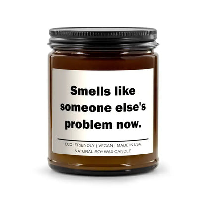 Scented candle with humorous label featuring Spiced Pumpkin Ginger flavor