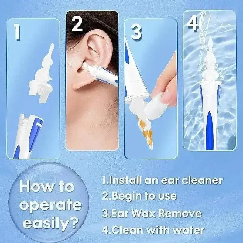 Instructions for using the Spiral Ear Wax Remover Tool for easy ear wax removal