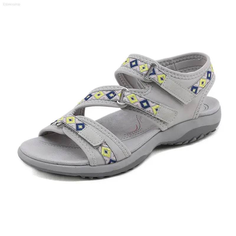 Sports Sandals With Printed Velcro Plus Size Women's Shoes - Estalios