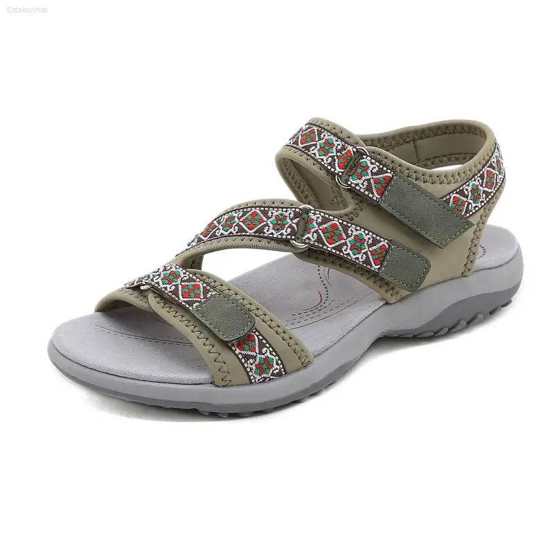 Sports Sandals With Printed Velcro Plus Size Women's Shoes - Estalios