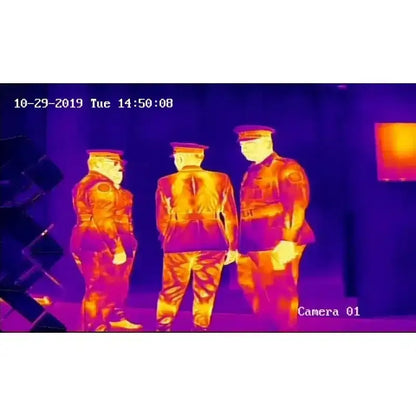 Thermal image showing three figures using Spot Leaks Fast for gas leakage detection