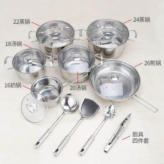 Premium Stainless Steel Cookware Set with Glass Lids - Estalios