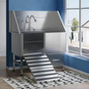 Stainless Steel Dog Bath Table with Ramp and Accessories - Estalios