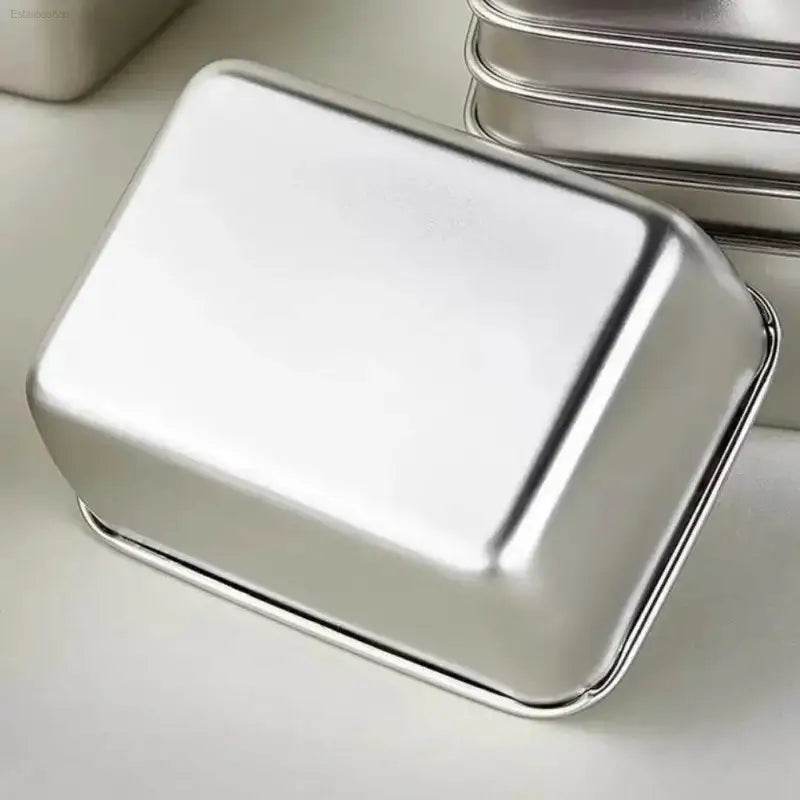 Shiny metal baking pan.