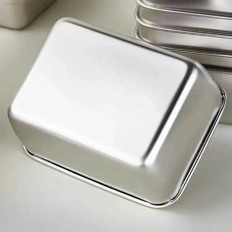 Rectangular metal baking pan.
