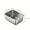 Rectangular stainless steel container.
