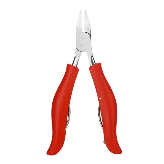 Stainless Steel Toe Nail Clipper with Textured Red Handles for Easy Grip - Estalios