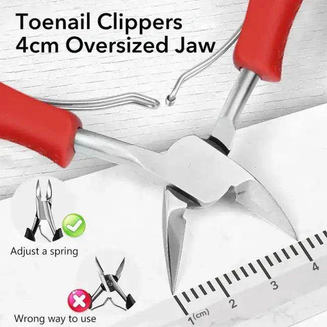 Stainless Steel Toe Nail Clipper with Textured Red Handles for Easy Grip - Estalios