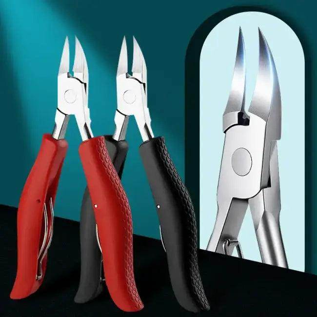 Stainless Steel Toe Nail Clipper with Textured Red Handles for Easy Grip - Estalios
