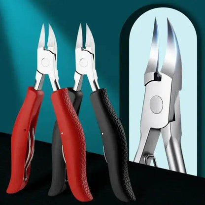 Stainless Steel Toe Nail Clipper with Textured Red Handles for Easy Grip - Estalios