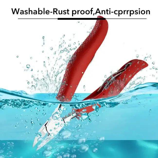 Stainless Steel Toe Nail Clipper with Textured Red Handles for Easy Grip - Estalios