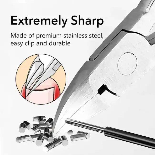 Stainless Steel Toe Nail Clipper with Textured Red Handles for Easy Grip - Estalios