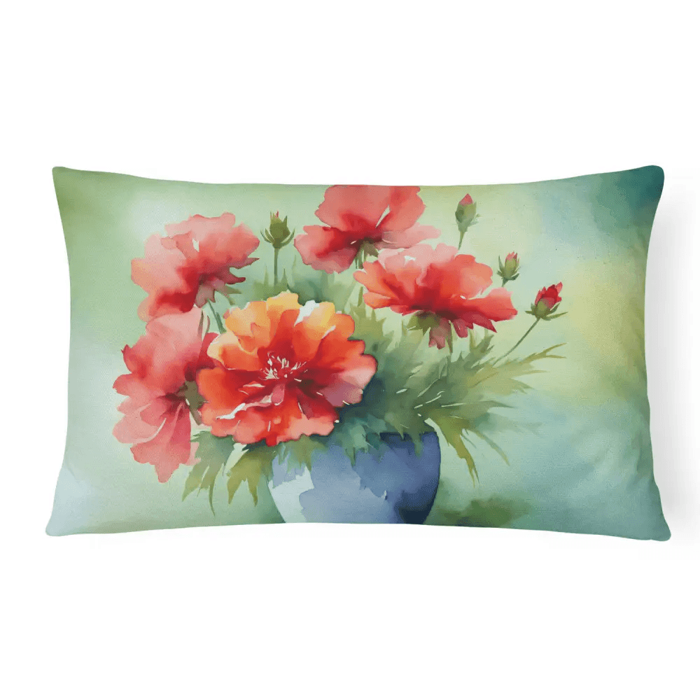 Ohio Scarlet Carnations Washable Throw Pillow for Indoor Outdoor - Estalios