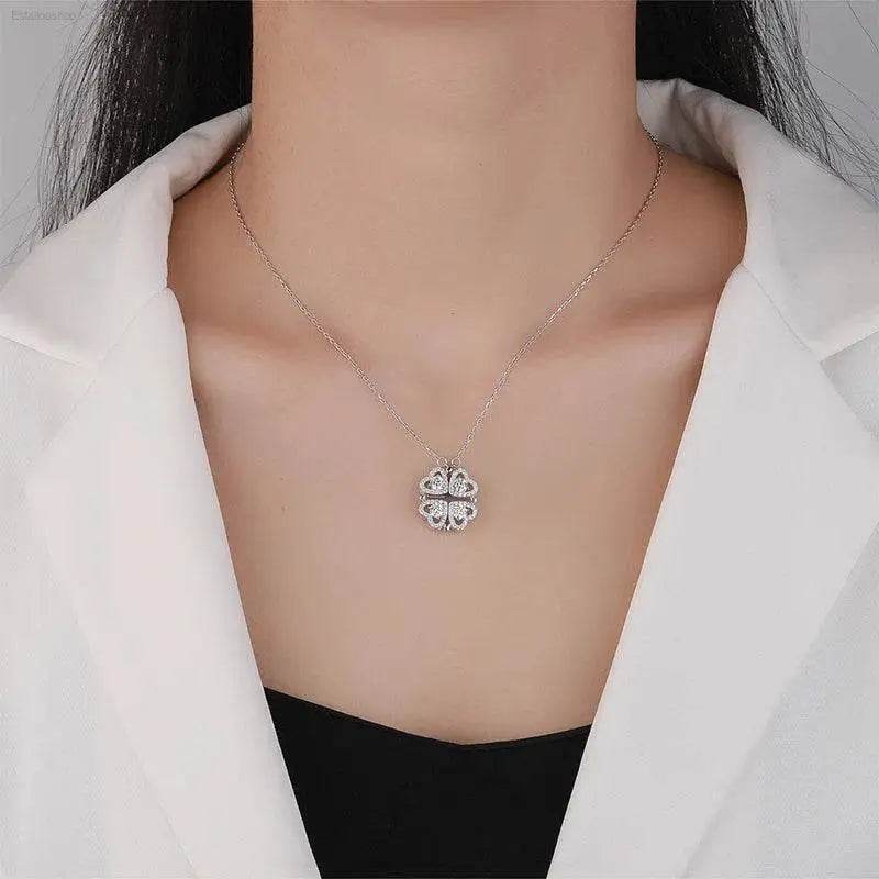 Sterling Silver S925 Four-Leaf Clover Necklace for Women - Estalios