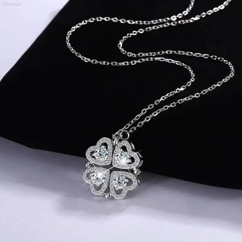 Sterling Silver S925 Four-Leaf Clover Necklace for Women - Estalios