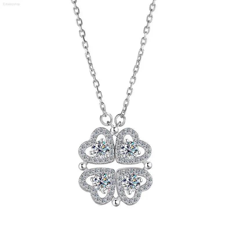 Sterling Silver S925 Four-Leaf Clover Necklace for Women - Estalios