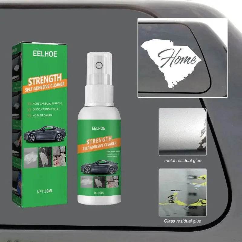 Self-adhesive cleaner spray and box.