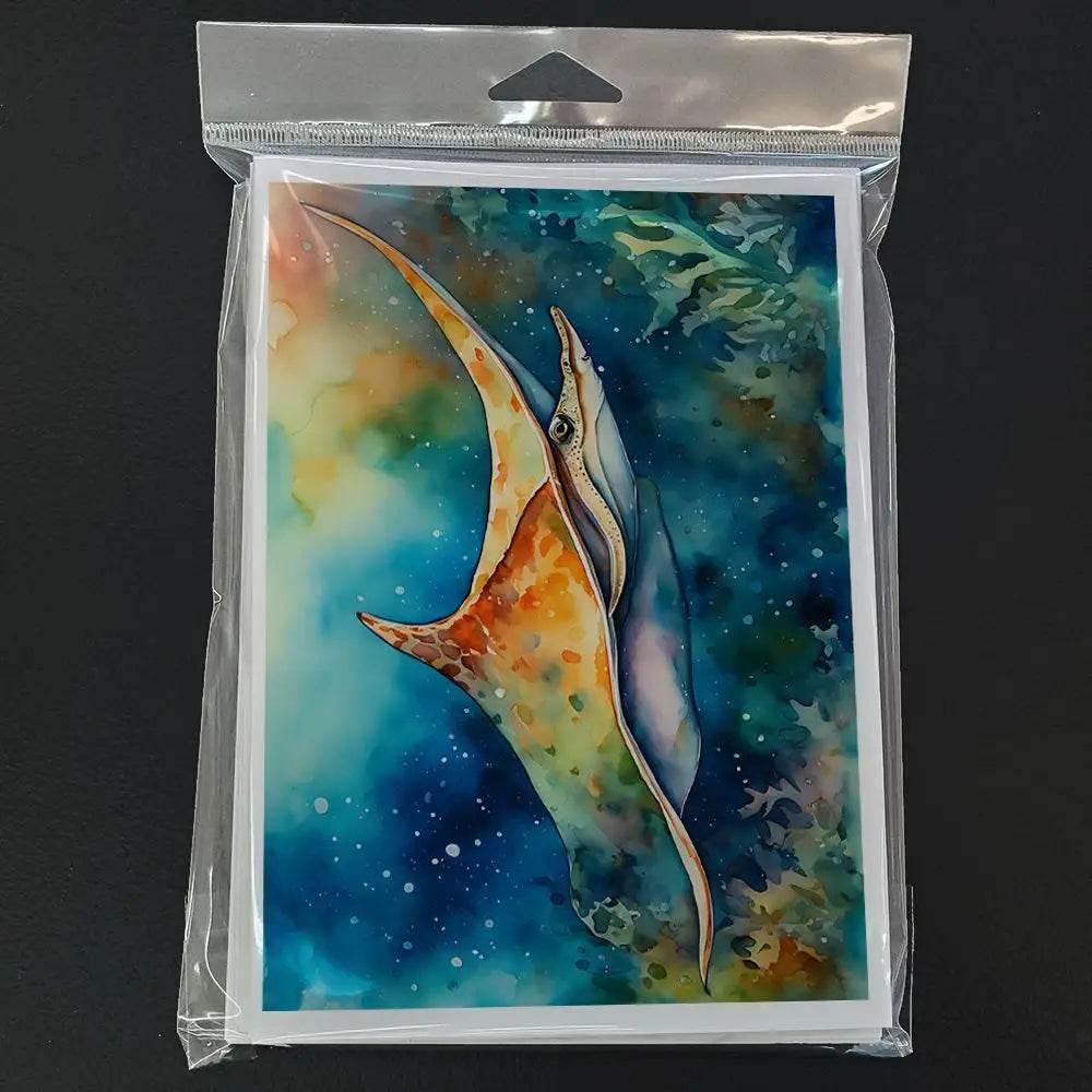 Whimsical Sting Ray Greeting Cards Pack of 8 Blank Cards - Estalios