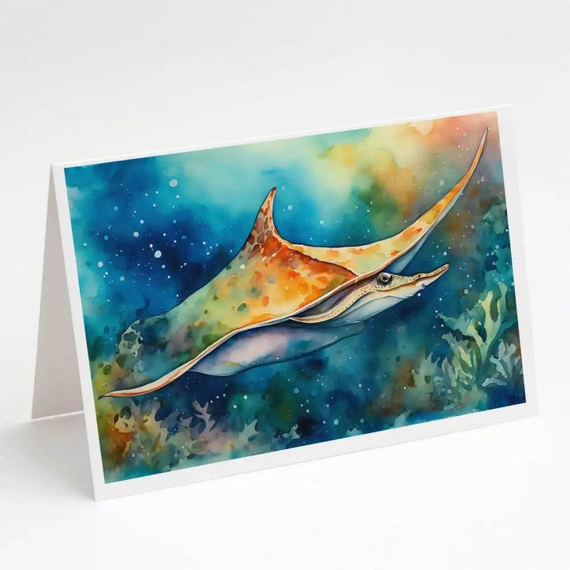 Whimsical Sting Ray Greeting Cards Pack of 8 Blank Cards - Estalios