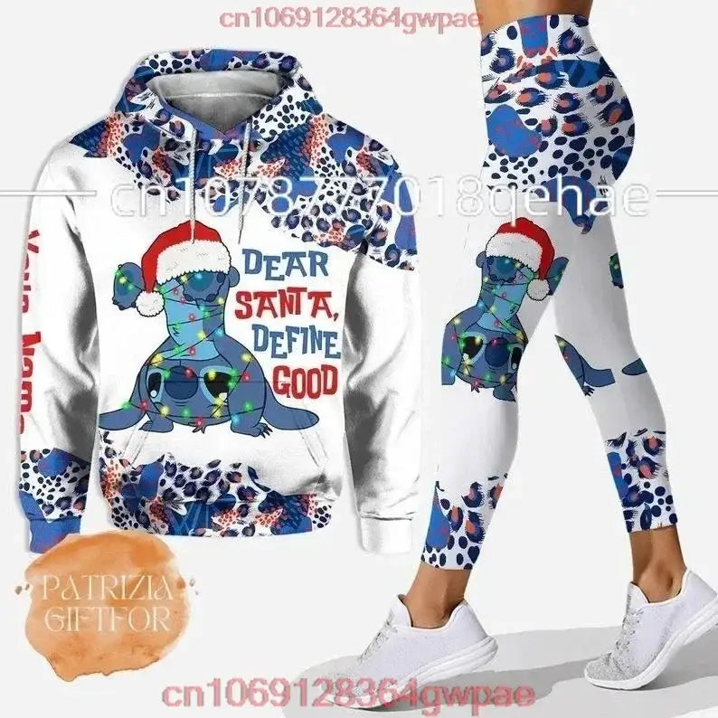 Stitch Angle 3D Hoodie and leggings set for stylish Disney yoga lovers