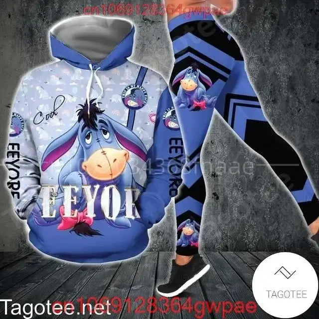 Eeyore-themed Stitch Angle 3D Hoodie and Leggings set for stylish yoga pants sports Disney vibes