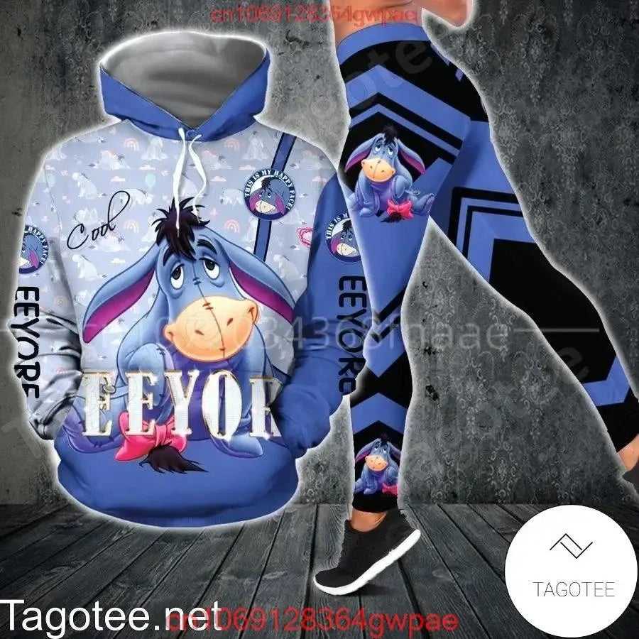 Eeyore-themed Stitch Angle 3D hoodie and leggings set for comfy sportswear vibes