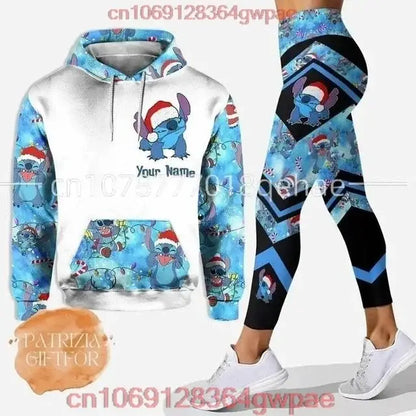 Matching Stitch Angle 3D Hoodie and leggings set, perfect for Disney fans and workouts